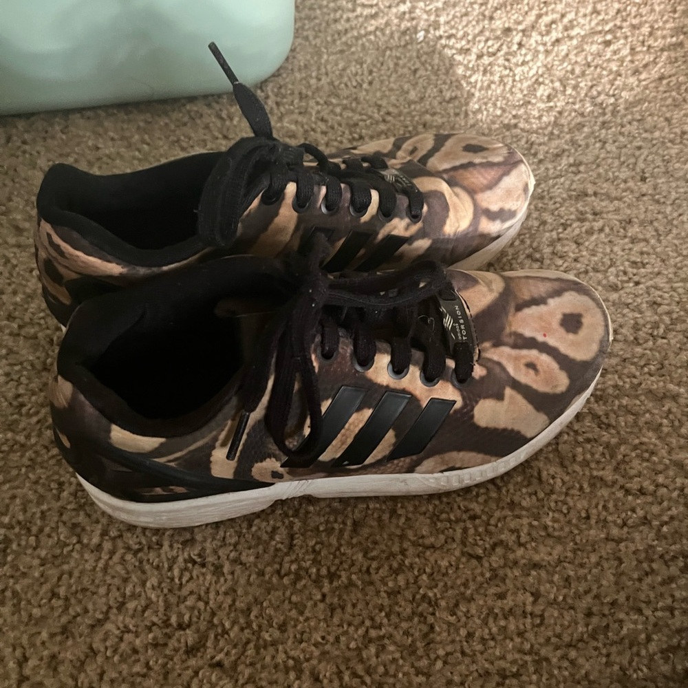 Adidas ZX Flux Black Sneakers with Leopard Accents